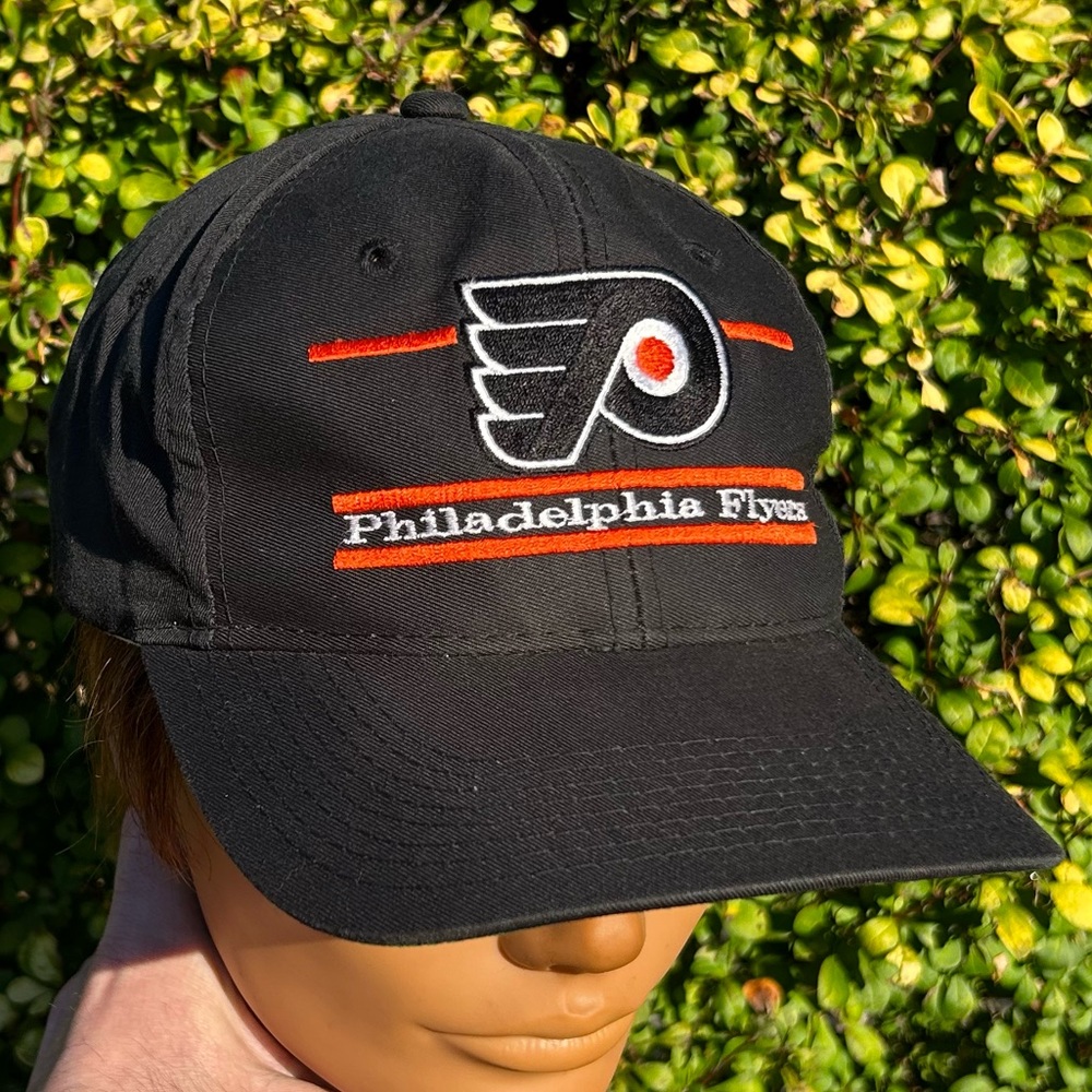 Vintage 90s Philadelphia Flyers The Game Split Bar snapback hat baseball cap NHL